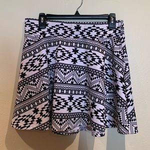 Aztec Printed Skater Skirt with Gold Zipper